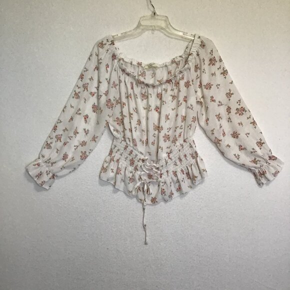 No Comment Off Shoulder Floral Pattern Top with Smocked Waist Size XL - Picture 8 of 10